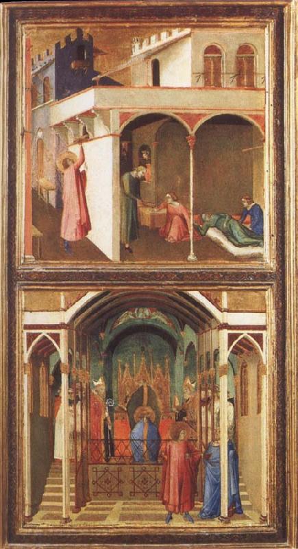Ambrogio Lorenzetti St Nicholas Offers Three Girls Their Dowry Spain oil painting art